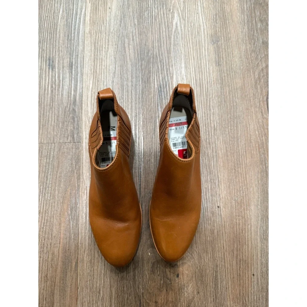 Michael Kors‎ Womens Leather Ankle Boots Tan Brown Chelsea Shaw flat bootie - Picture 2 of 10
